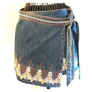 Free People Wrap Denim Skirt